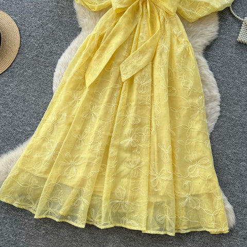 Elegant Lace-up Lace Dress