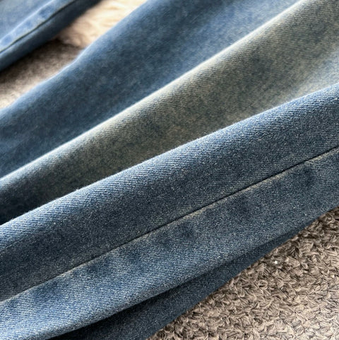 Slant-neckline Jacket & Jeans Denim 2Pcs