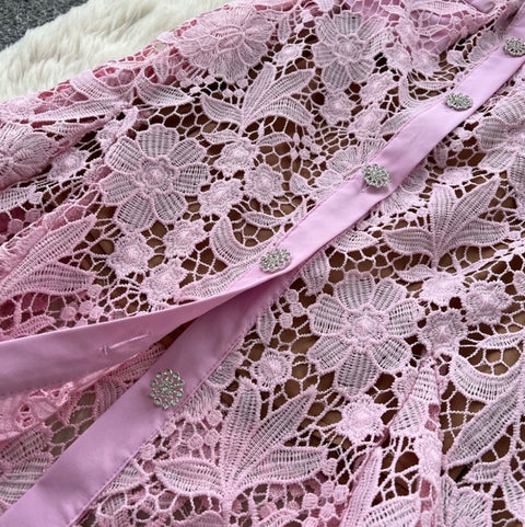 French Style Lace Shirt Dress