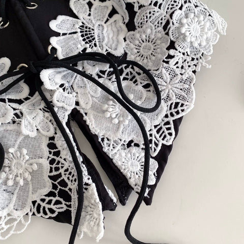 Sexy Crochet Black Girdle Top