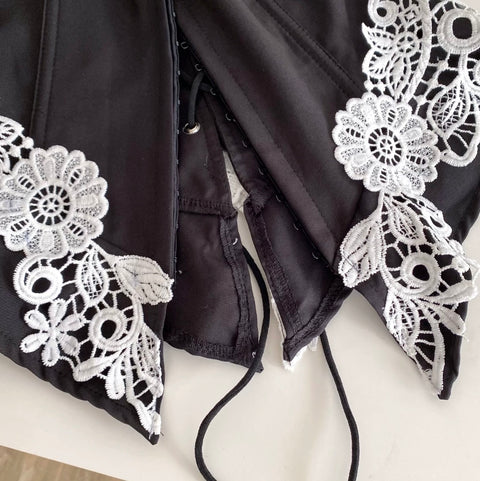 Sexy Crochet Black Girdle Top