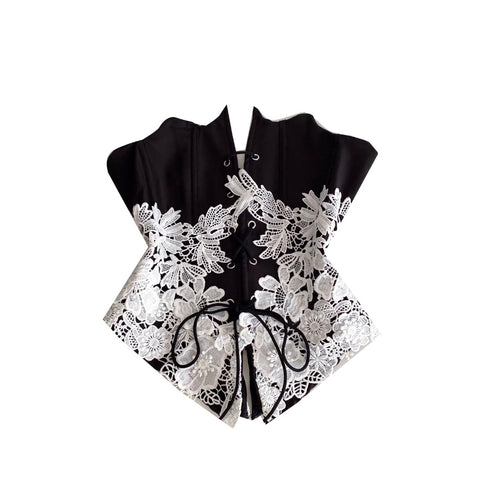 Sexy Crochet Black Girdle Top