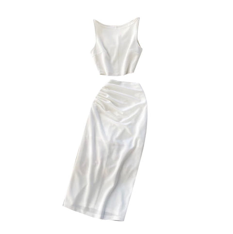 Simple Design Top & Skirt Elegant 2Pcs