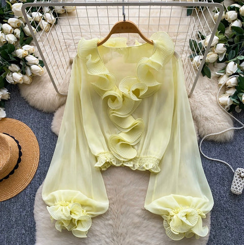 French Style Ruffled Chiffon Top