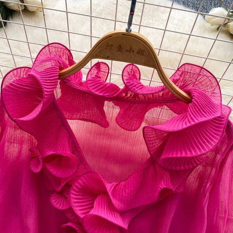 French Style Ruffled Chiffon Top