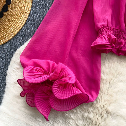 French Style Ruffled Chiffon Top