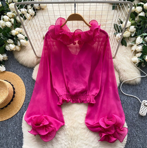 French Style Ruffled Chiffon Top