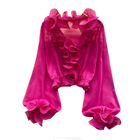 French Style Ruffled Chiffon Top