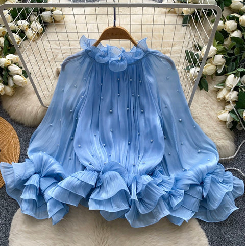 Sweetie Beaded Ruffled Chiffon Top