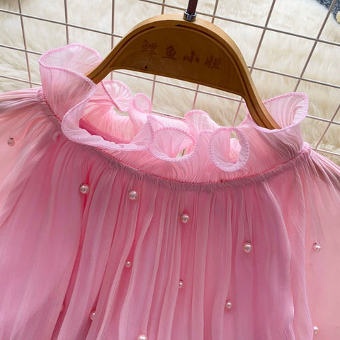 Sweetie Beaded Ruffled Chiffon Top