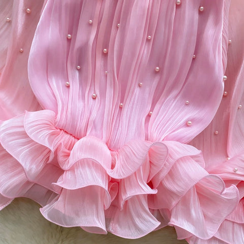 Sweetie Beaded Ruffled Chiffon Top