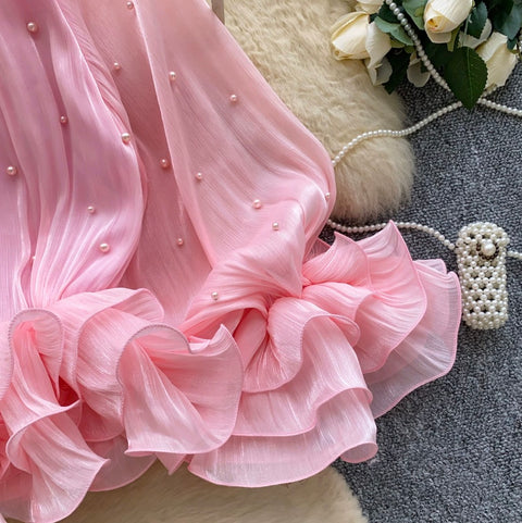 Sweetie Beaded Ruffled Chiffon Top