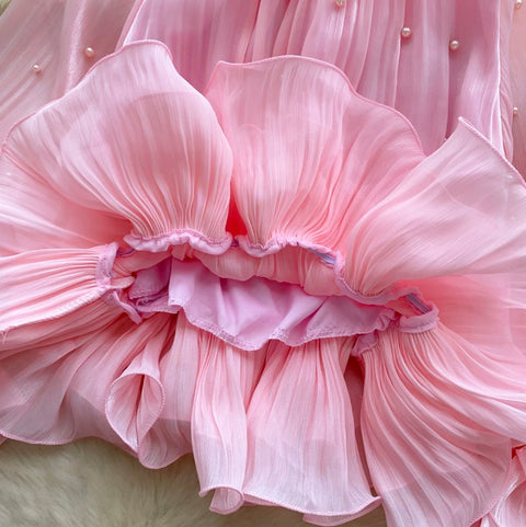 Sweetie Beaded Ruffled Chiffon Top