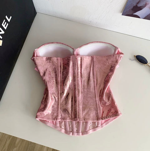 Sexy Lace Patchwork Bustier Top