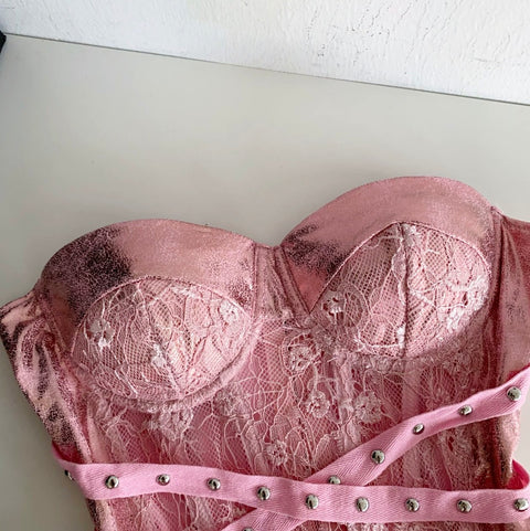 Sexy Lace Patchwork Bustier Top