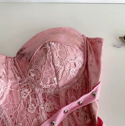 Sexy Lace Patchwork Bustier Top
