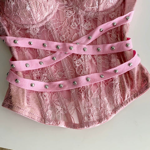 Sexy Lace Patchwork Bustier Top