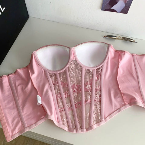 Sexy Lace Patchwork Bustier Top
