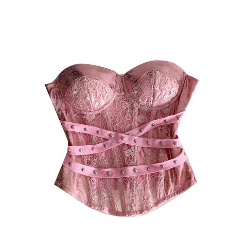 Sexy Lace Patchwork Bustier Top