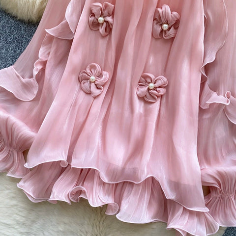 French Style 3D Beaded Flower Shirt