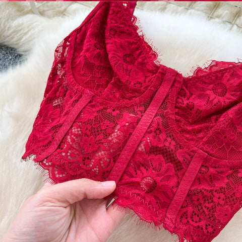 Camisole & Mesh Dress Red 2Pcs