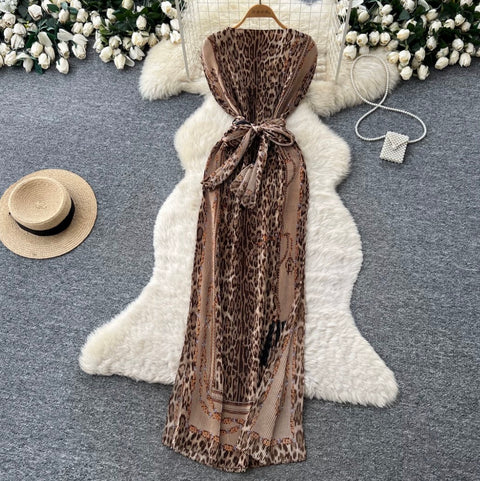 Lace-up Floral Print Sleeveless Dress