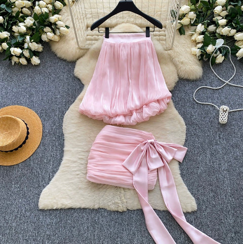 Pink Bustier Top & Skirt 2Pcs