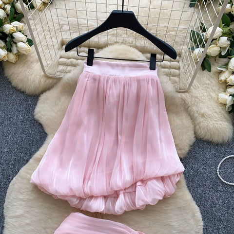 Pink Bustier Top & Skirt 2Pcs