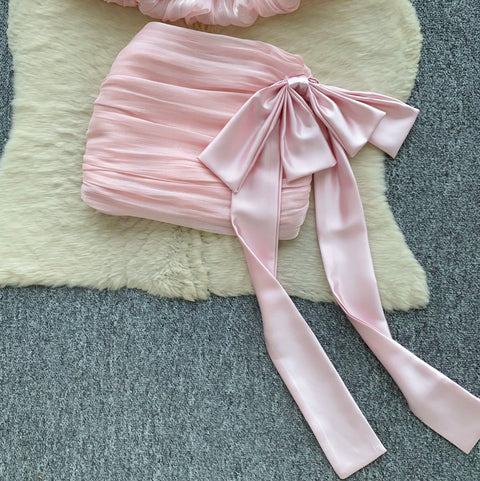 Pink Bustier Top & Skirt 2Pcs