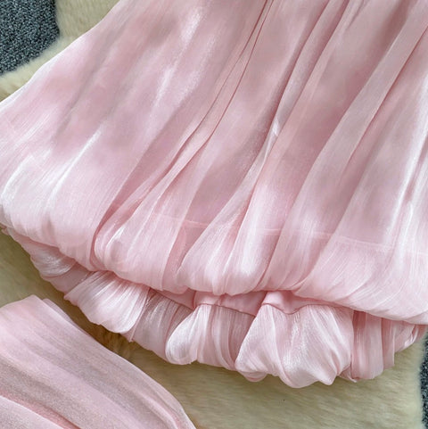 Pink Bustier Top & Skirt 2Pcs
