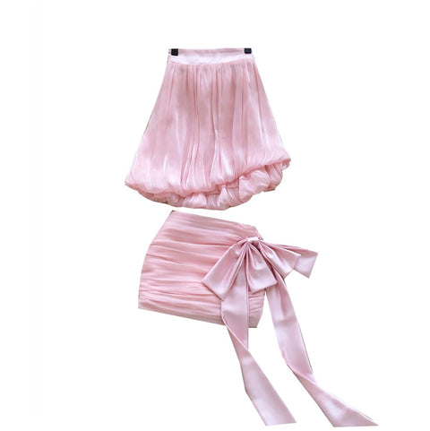 Pink Bustier Top & Skirt 2Pcs