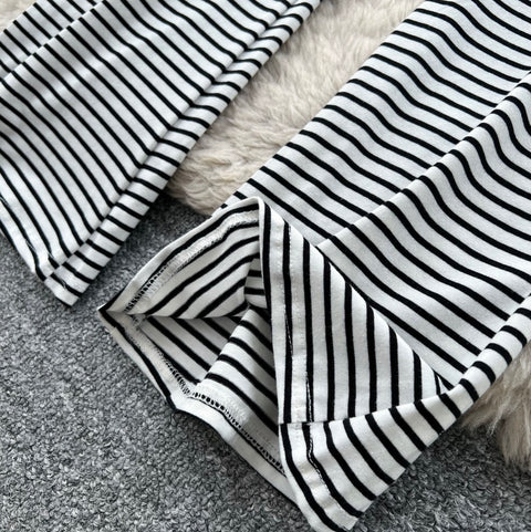 Striped Print Stretchy Casual Pants