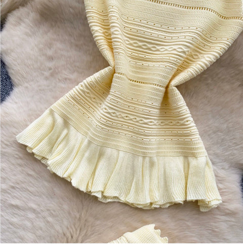 Knitted Vest & Pleated Skirt 2Pcs