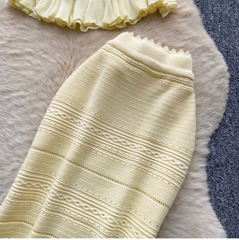Knitted Vest & Pleated Skirt 2Pcs