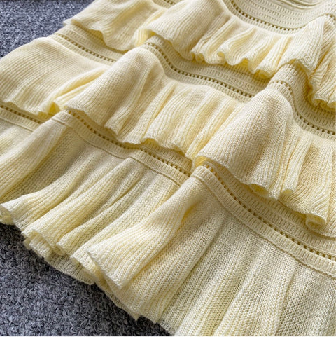 Knitted Vest & Pleated Skirt 2Pcs