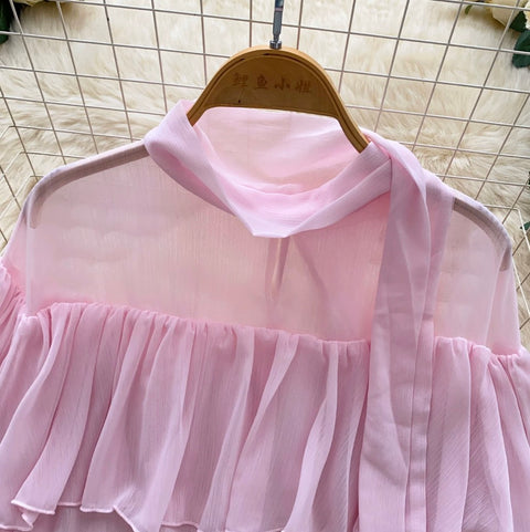 French Style Ruffled Chiffon Shirt
