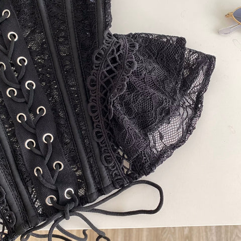Sexy Black Lace Fishbone Camisole