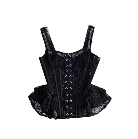 Sexy Black Lace Fishbone Camisole