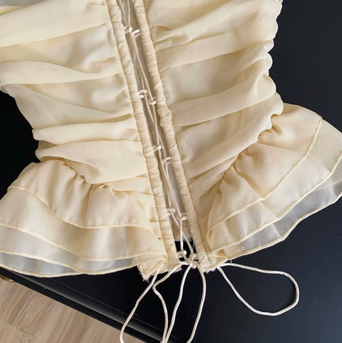 Apricot Lace Patchwork Bustier Top