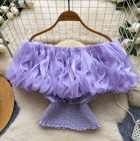 Sweetie Puffy Sleeve Ruffled Shirt