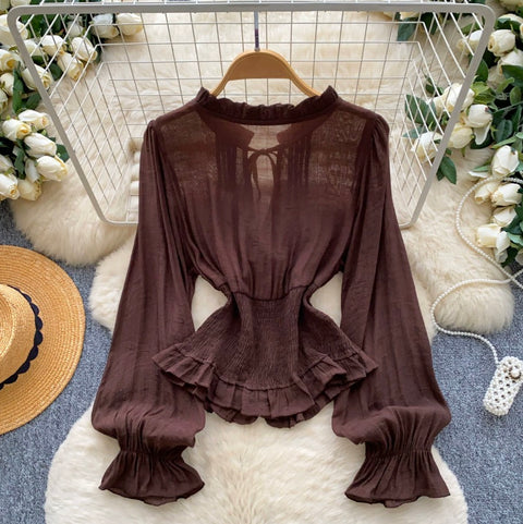 Courtly Flared Sleeve Chiffon Shirt