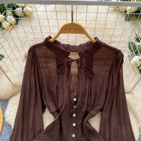 Courtly Flared Sleeve Chiffon Shirt