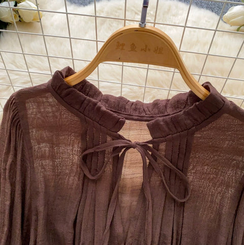 Courtly Flared Sleeve Chiffon Shirt