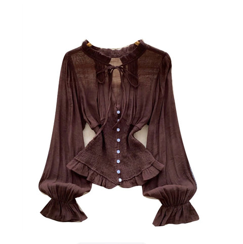 Courtly Flared Sleeve Chiffon Shirt