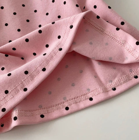 Slant Neckline Polka Dot T-shirt