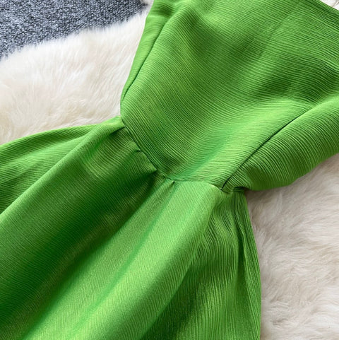Backless Grass Green Slip Dress
