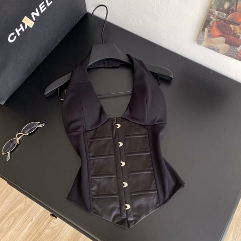 Deep V-neck Halter Vest
