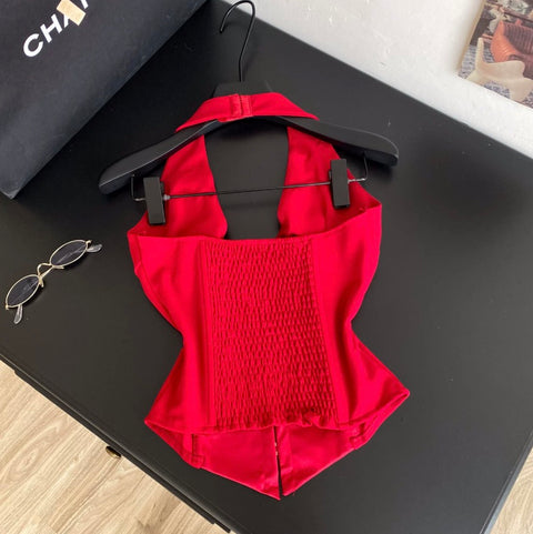 Deep V-neck Halter Vest
