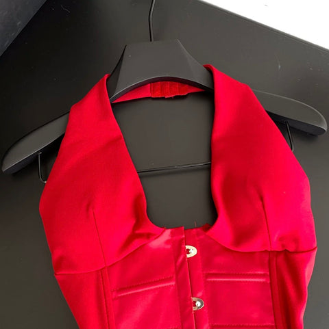 Deep V-neck Halter Vest