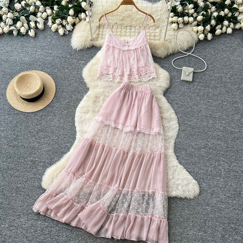 Sweetie Camisole & Cake Skirt Pink 2Pcs